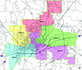 File:City of Meridian Mississippi City Council Ward Map.png