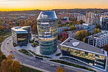 Aerial view of modern buildings