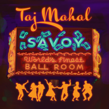 A cameo outline of several persons dancing in front of a marquee with the album title written on it