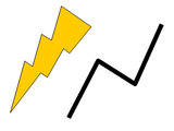 Typical cartoon representations of thunderbolts (lightning bolts)