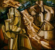 Marcel Duchamp, 1912, Le Roi et la Reine entourés de Nus vites (The King and Queen Surrounded by Swift Nudes), oil on canvas, 114.6 x 128.9 cm, Philadelphia Museum of Art