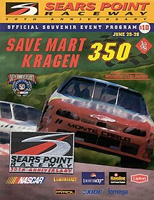 The 1998 Save Mart/Kragen 350 program cover, featuring Jeff Gordon.