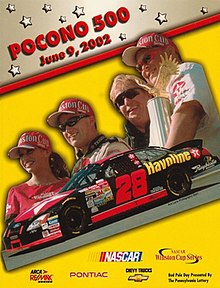 The 2002 Pocono 500 program cover, featuring Ricky Rudd, winner of the 2001 race.