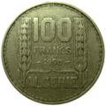 Revers de la pièce de 100 francs Algérie, 1950