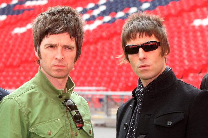 LONDON - OCTOBER 16: L-R Noel Gallagher and Liam Galllagher attend the Oasis photocall in Wembley Stadium to promote their new album 'Dig out Your Soul' released on October 6, and their two sold out concerts at Wembley Arena, on October 16, 2008 in London, England. (Photo by Dave Hogan/Getty Images)