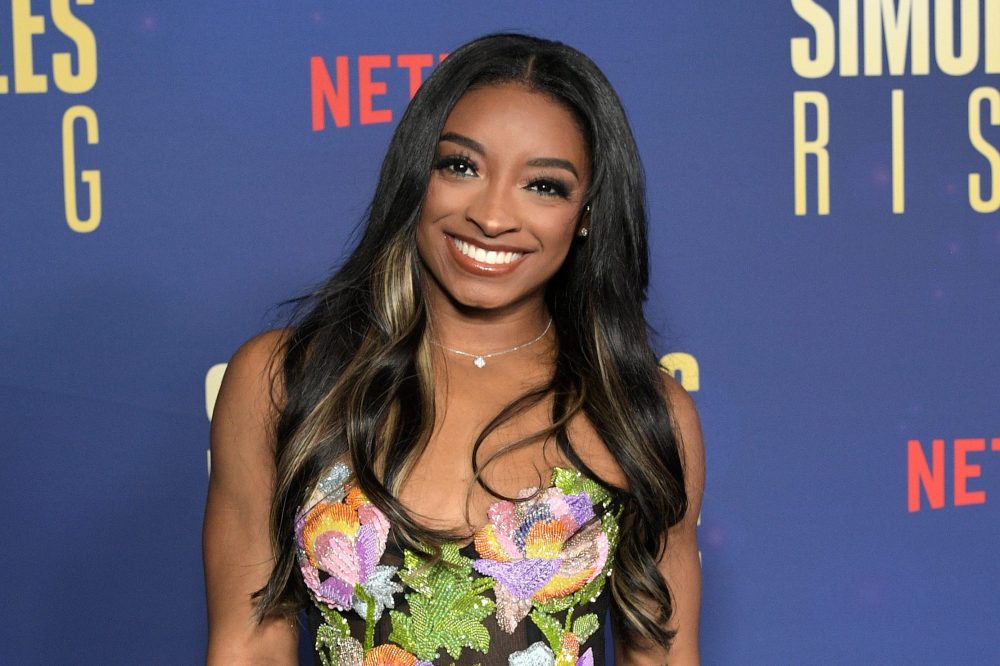 LOS ANGELES, CALIFORNIA - OCTOBER 23: Simone Biles attends Netflix's Simone Biles Rising premiere event at The Egyptian Theatre Hollywood on October 23, 2024 in Los Angeles, California. (Photo by Charley Gallay/Getty Images for Netflix)