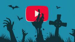 Illustration of a zombie hand reaching out of the ground while holding the YouTube logo