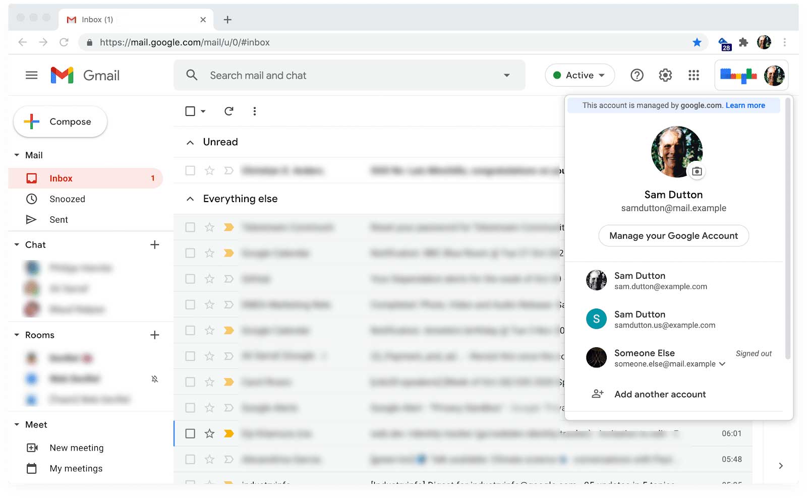 Gmail，显示账号切换