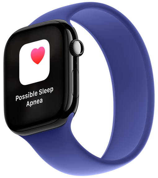 Hlásenie o možnom spánkovom apnoe zobrazené na Apple Watch Series 10.