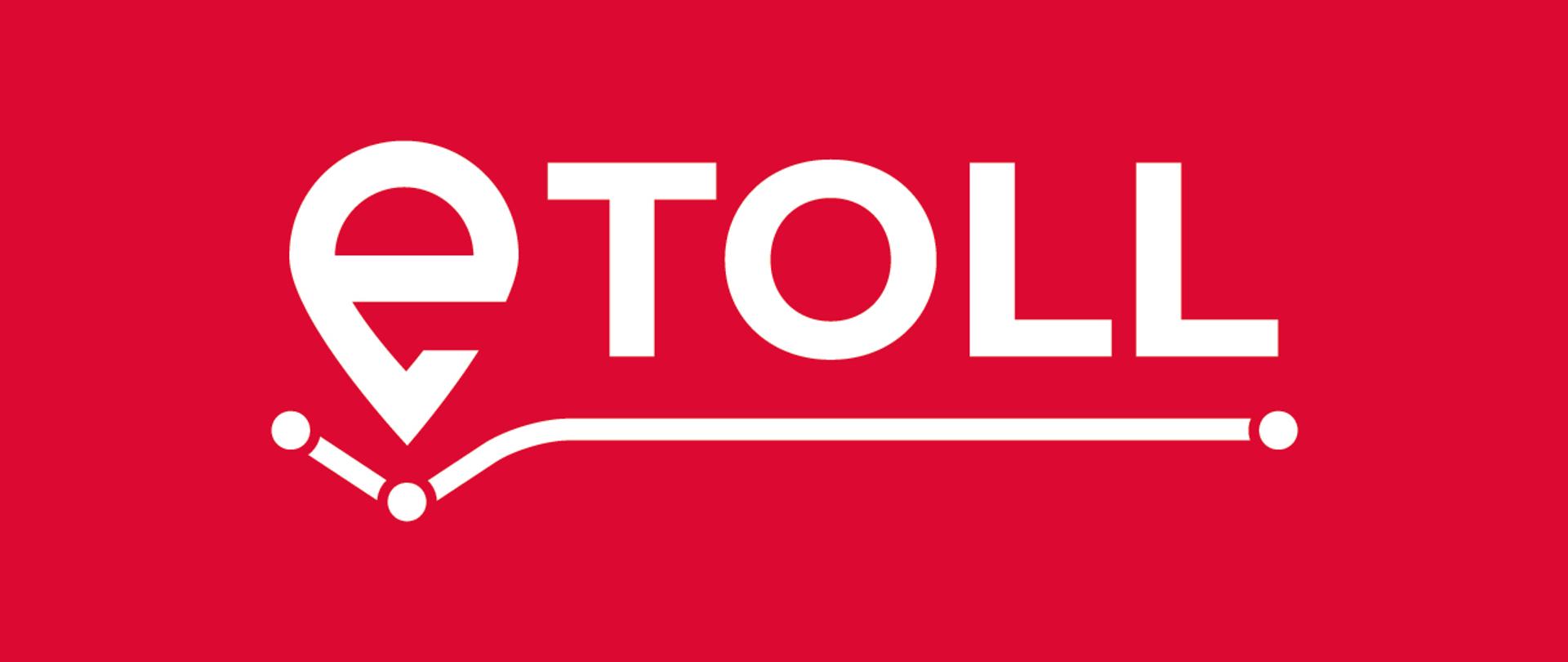 Logo e-TOLL na czerwonym tle.