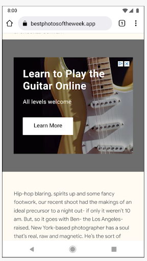 Best photos of the week page featuring a ‘Learn to Play the Guitar Online’  ad