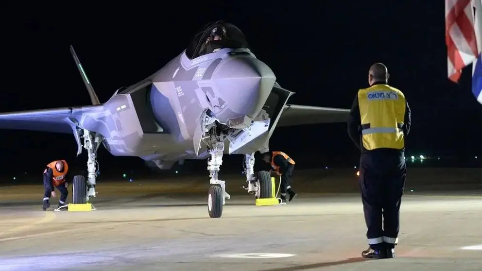 File photo of an Israeli fighter jet at Nevatim Air Base 