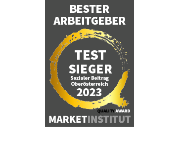 Siegel Quality Award 2023 des Market-Instituts für den ersten Platz der Linz AG in der Kategorie Sozialer Beitrag Oberösterreich