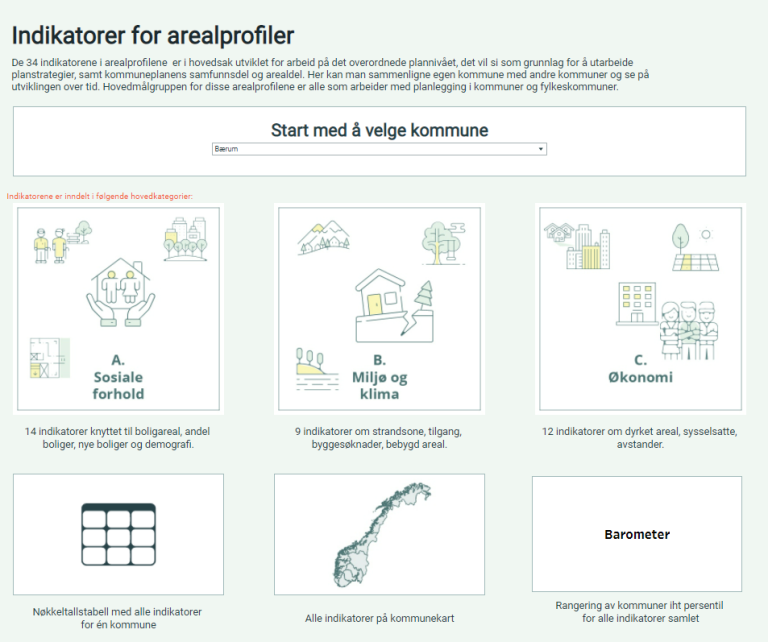 Skjermbilde av Arealprofiler 2021.