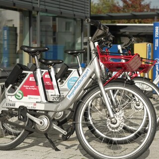 Eine Verleihstation von "RegioRadStuttgart" in Ditzingen.