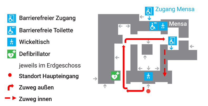 Orientierungsplan Straße der Nationen, barrierefreier Zugang zum Studierendenservice