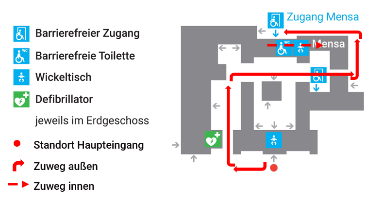 Orientierungsplan Straße der Nationen, barrierefreier Zugang zur Mensa