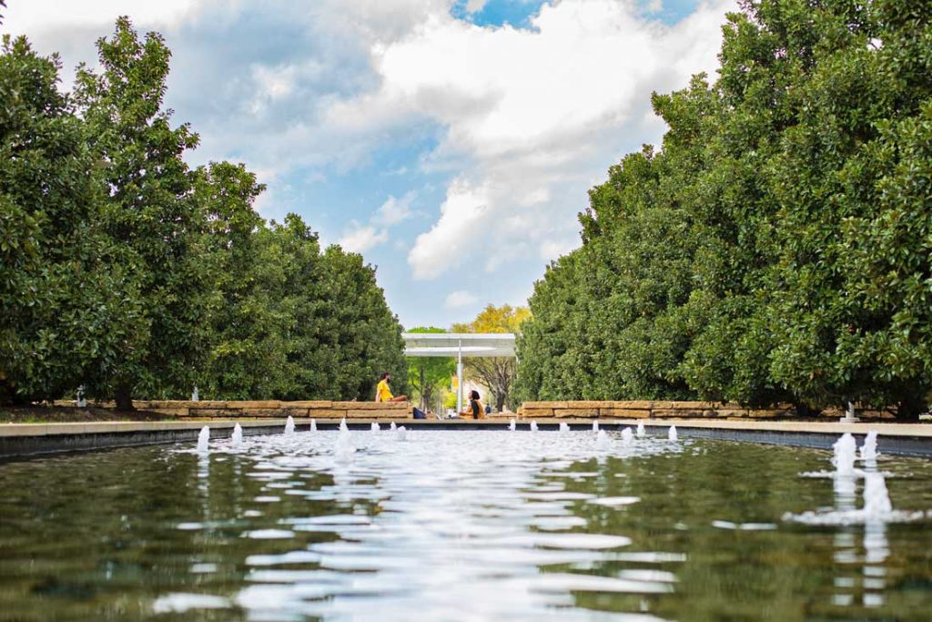 Reflecting pool on campus.