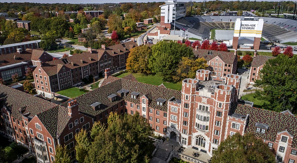 an aerial view of campus