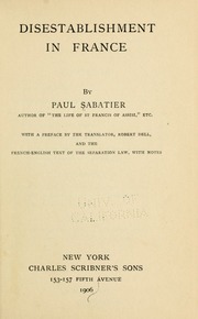 Cover of edition disestablishment00sabarich