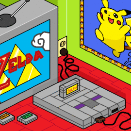 Isometric Pixel Gaming Room