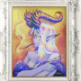 3 Colour Fluorescent Risograph Print - Smoking Tiefling 8.5x11"