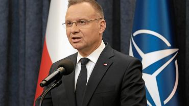 Prezydent Andrzej Duda podczas owiadczenia 4 kwietnia 2024 r.