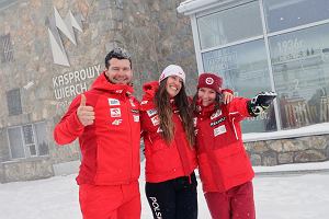 Kibice spotkali si na Kasprowym Wierchu z najlepszymi polskimi alpejczykami i snowboardzistami. Na zdjciu: Oskar Kwiatkowski, Aleksandra Krl, Maryna Gsienica-Daniel.