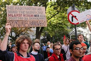 'Mieszkaniowy' protest studentw podczas inauguracji roku akademickiego 2023/2024. Uniwersytet Warszawski, 2 padziernika 2023 r.