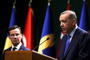 Prezydent Turcji Recep Tayyip Erdogan i premier Szwecji Ulf Kristersson podczas konferencji po oficjalnym spotkaniu. Ankara, 8 listopada 2022 r.