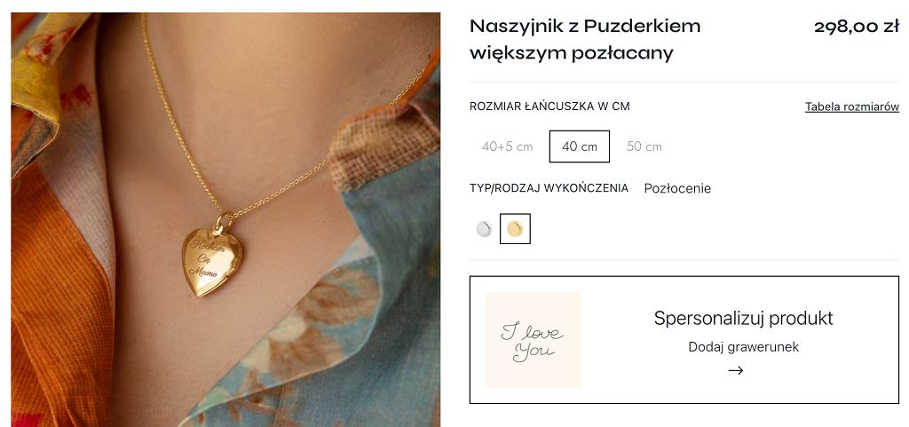 Naszyjnik z Puzderkiem większym pozłacany