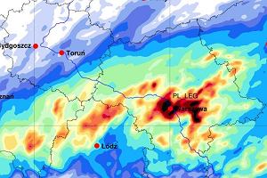 Warszawa bya w centrum ulewy. Na mapie redni dobowy opad w Polsce od godz. 6 rano w poniedziaek do 6 rano we wtorek