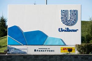 Logo firmy Unilever przed siedzib w Newville w Pensylwanii.