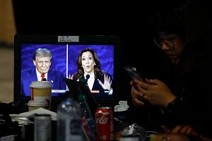 Kandydatka Demokratw na prezydenta, wiceprezydent USA Kamala Harris podczas debaty prezydenckiej z kandydatem Republikanw na prezydenta, byym prezydentem USA Donaldem Trumpem, prowadzonej przez ABC w Filadelfii w Pensylwanii, USA, 10 wrzenia 2024 r.