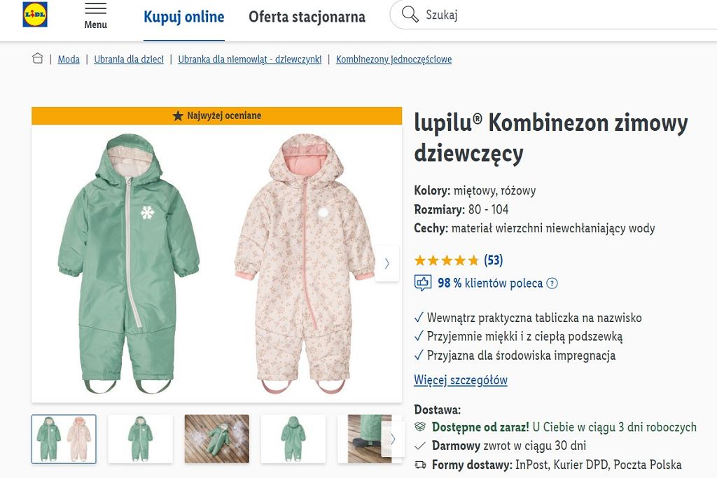 Lidl w swojej ofercie promocyjnej przygotował wodoodporne kombinezony