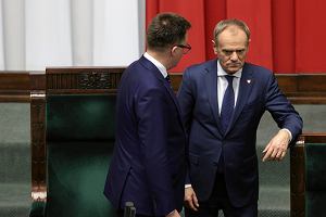 Marszaek Sejmu Szymon Hoownia i premier Donald Tusk w Sejmie