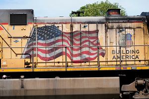 Pocig Union Pacific Railroad na stacji kolejowej w Jackson w stanie Missouri