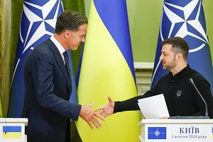 Prezydent Ukrainy Woodymyr Zeenski i sekretarz NATO Mark Rutte. Ukraina, Kijw. 3 padziernika 2024 r.