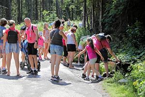 Tatry, droga do Morskiego Oka. Wodopj, z ktrego pobierana jest woda dla koni cigncych wozy. Korzystaj z niego take turyci