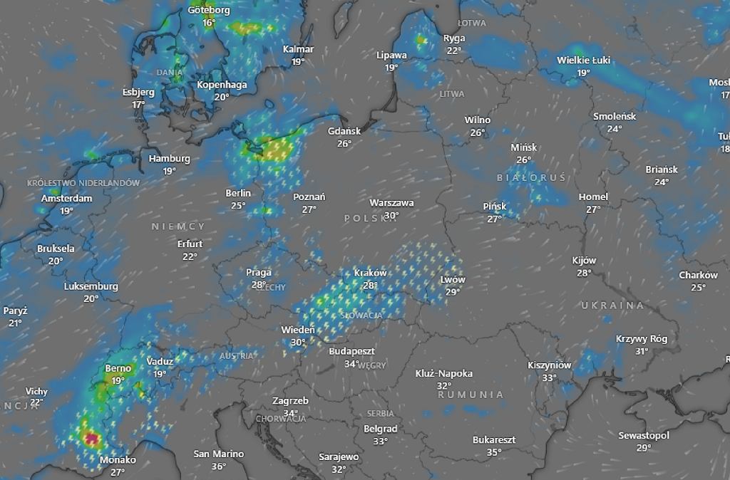 Burze w Polsce w sobot 26 sierpnia