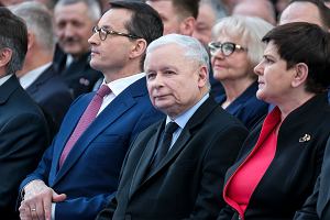 09.03.2019 Jasionka . Premier Mateusz Morawiecki , prezes PiS Jarosaw Kaczyski , wicepremier Beata Szydo . Konwencja wyborcza Prawa i Sprawiedliwosci .