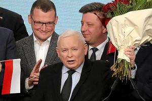 Prezes PiS Jarosaw Kaczyski podczas wieczoru wyborczego w siedzibie PIS, 7 kwietnia 2024 r.