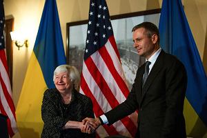 23.10.2024, Waszyngton, spotkanie amerykaskiej sekretarz skarbu Janet Yellen z ukraiskim ministrem finansw Serhijem Marczenko.