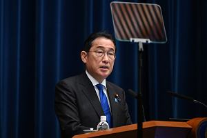 14.08.2024, Tokio, premier Japonii Fumio Kishida na konferencji prasowej, na ktrej zapowiedzia, e w przyszym miesicu zrezygnuje ze sprawowania urzdu.