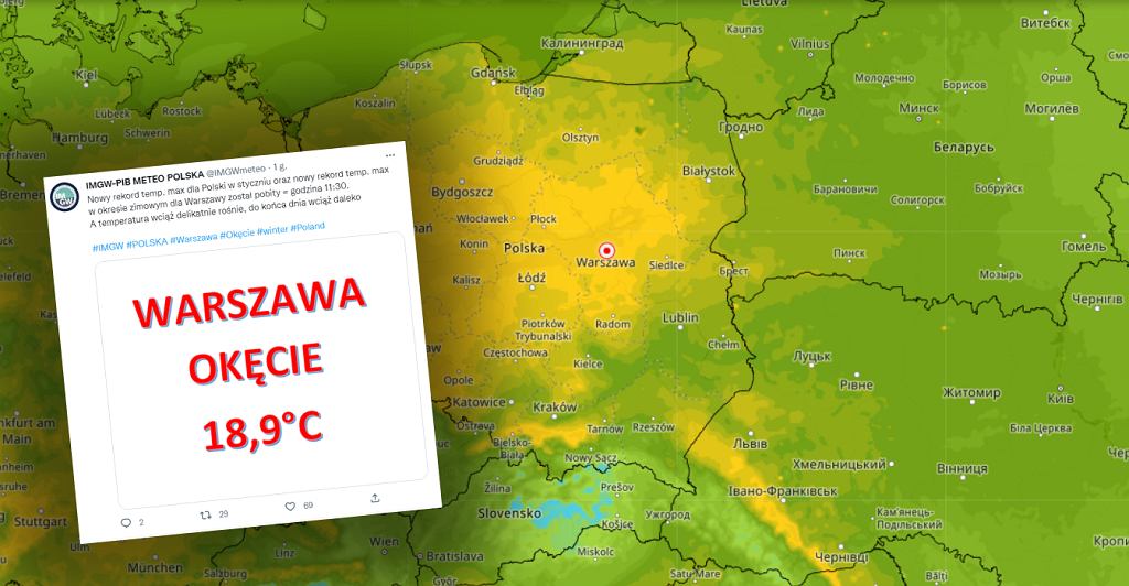 IMGW: Rekord ciepła pobity. 1 stycznia 2023 r.