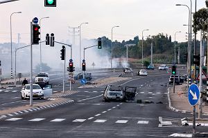 Skrzyowanie po napaci Hamasu ze Strefy Gazy, w rejonie Sderot, w poudniowym Izraelu, 7 padziernika 2023