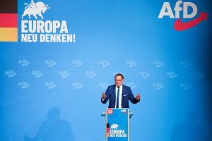 Tino Chrupalla przemawia podczas zjazdu AfD ozpoczynajcego kampani do Parlamentu Europejskiego w Donaueschingen w Niemczech, 27 kwietnia 2024.