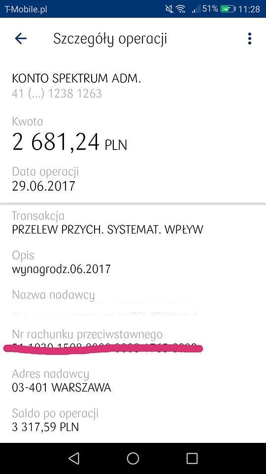 Wypłata jednego z lekarzy z 8-letnim stażem.