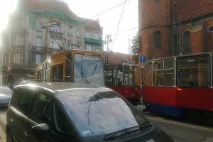 Zderzenie tramwajw przy kociele Klarysek w Bydgoszczy