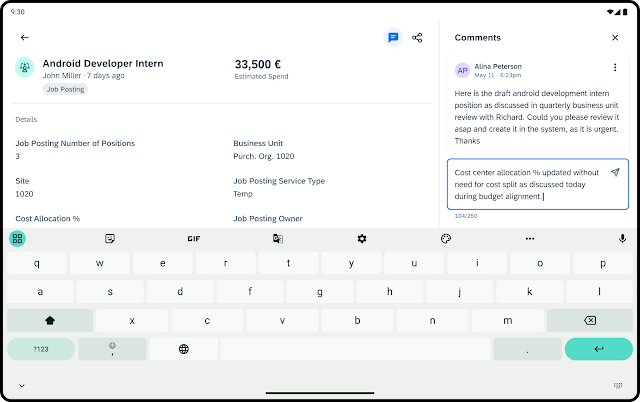 A list layout adapting to and from a list detail layout depending on the window size